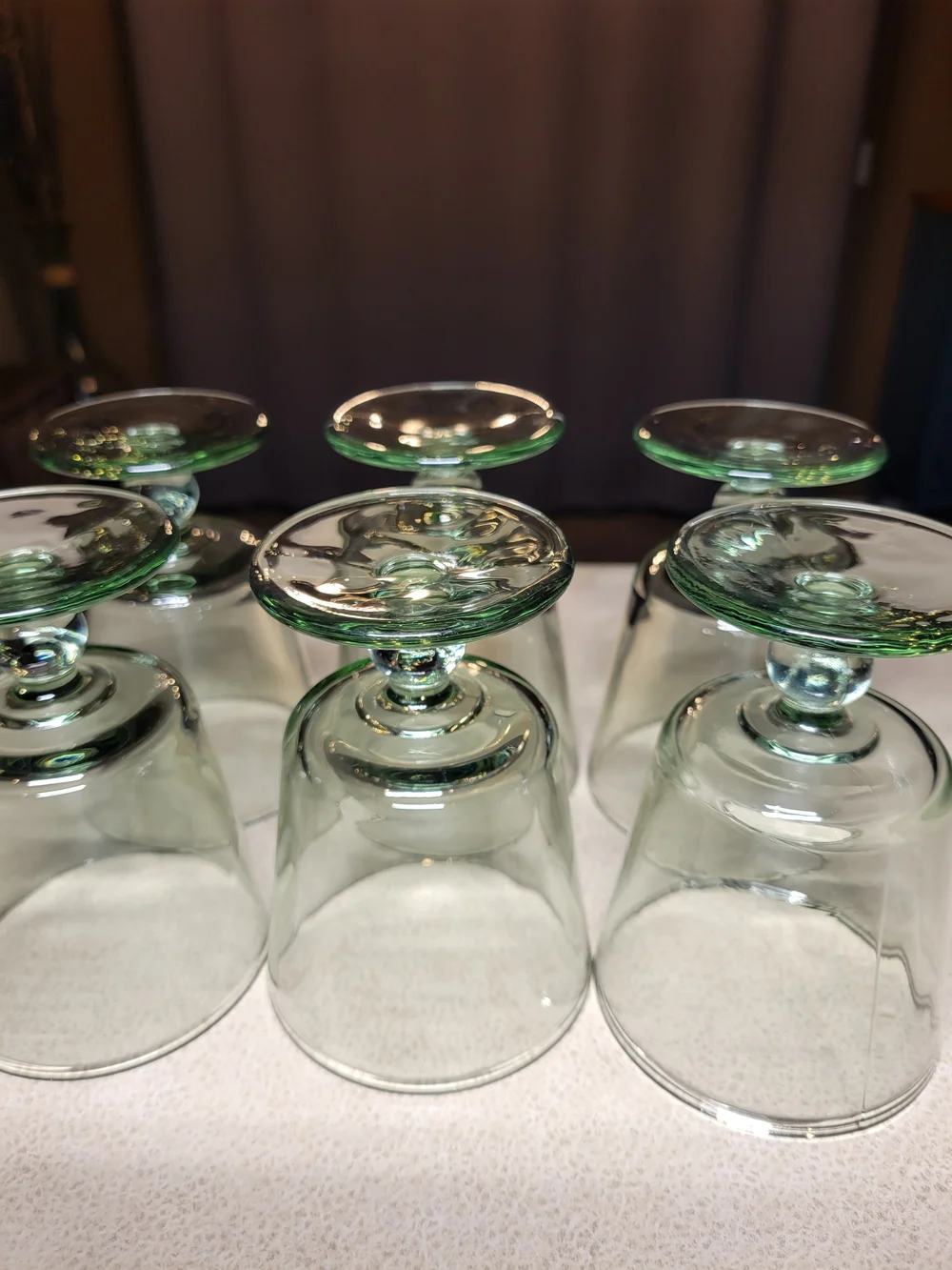 Vintage-Style Light Green Tinted Footed Goblets / Water Glasses – Set of 6 8 OZ